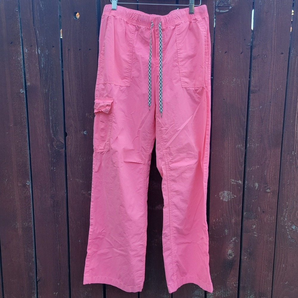 Aerie Hot Pink Cargo Pants 100% Cotton Utility Straight Leg Neon Med Barbiecore